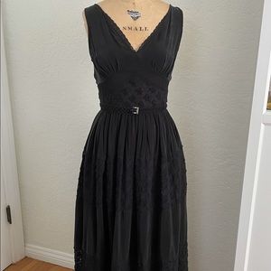 Anthropologie Black Floreat Silk Dress 6